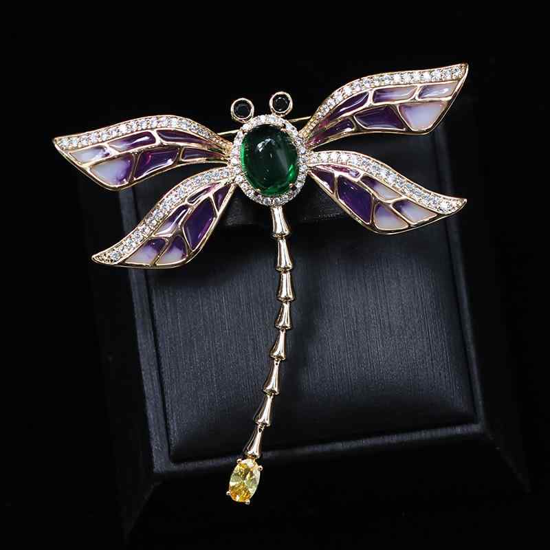 ブローチ 男女兼用 トンボ 蜻蛉 レジン エナメル 欧米風 個性的 ユニーク 上品 エレガント カラフル 銅製 ラペルピン ピンブローチ スーツ ジャケット 襟元 アクセサリー