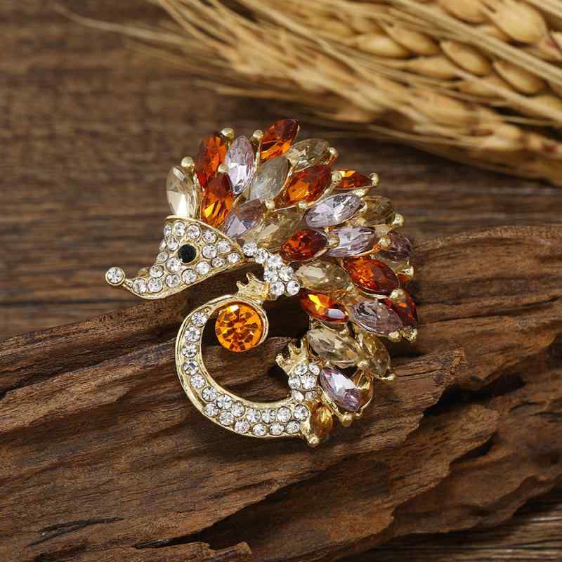 ブローチ レディース かわいい ラインストーン ハリネズミ 合金製 電気メッキ加工 レトロ ファッション小物 秋冬 普段使い お出かけ