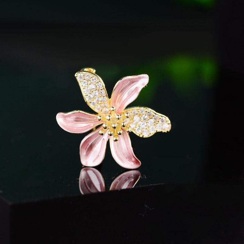 ブローチ 男女兼用 花柄 ジルコニア 襟元 目隠しピン 留め具 ストール留め スーツ ジャケット シャツ ..