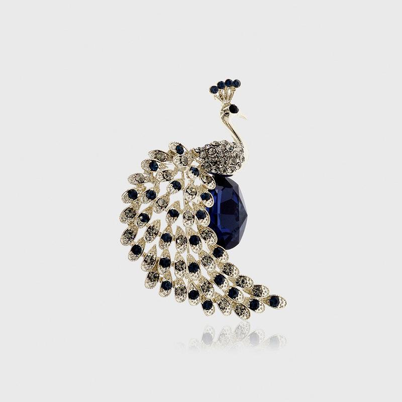 ブローチ レディース 女性用 孔雀 動物モチーフ 欧米風 レトロ ヴィンテージ 合金製 ラインストーン ジ..