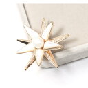 ブローチ レディース 個性的 欧米風 上品 華やか ダブル五芒星 ラインストーン 天然シェル ゴールドカラー アクセサリー フォーマル カジュアル