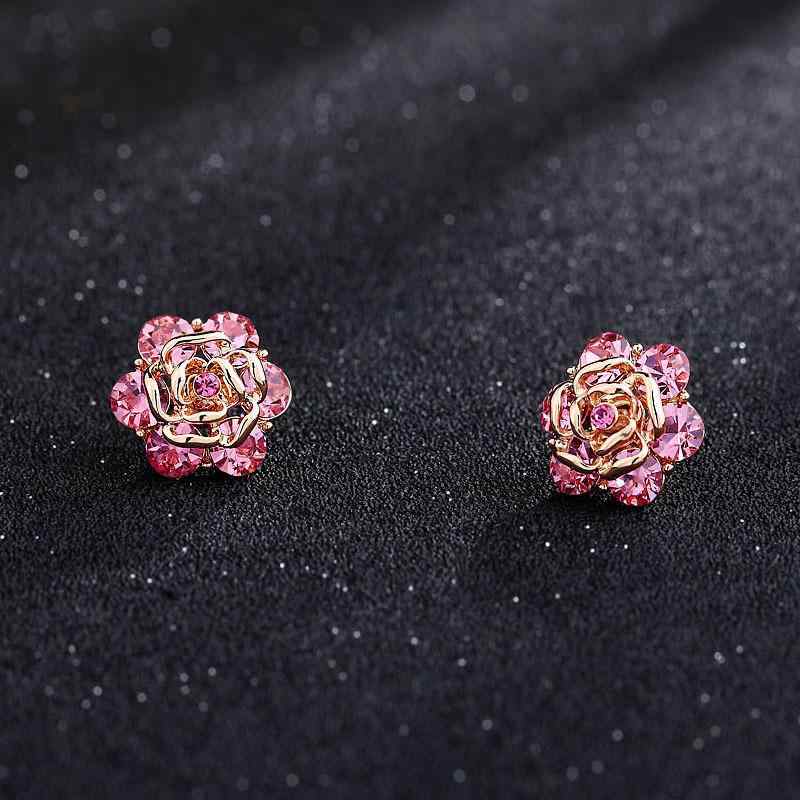 ブローチ レディース 女性用 バラモチーフ クリスタル 露出防止 胸元カバー 襟元留め カーディガン シャツ ブラウス ピンク アクセサリー 韓国風 おしゃれ 上品