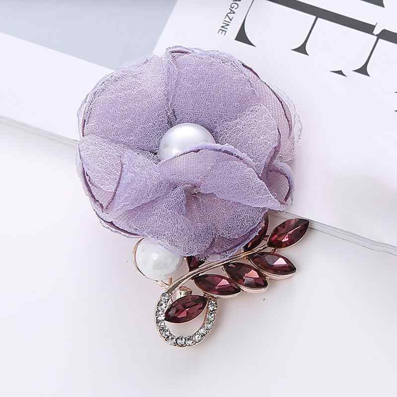 ブローチ レディース 韓国風 布製 フラワーモチーフ 上品 エレガント コサージュ 優美なデザイン 高見え アクセサリー パープル イエロー系 アウター セーター ショール ドレス フォーマル 普段使い