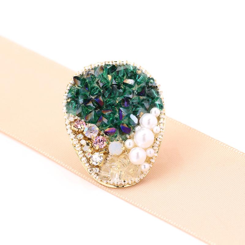 ブローチ レディース 個性的 ユニーク アシンメトリー 幾何学デザイン 手作りビーズ ラインストーン 合..