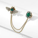 ブローチ レディース ハチ 蜂 タッセル ジルコニア 合金製 精巧なデザイン 高級感 エレガント 上品 フェミニン 韓国風 スーツ セーター ニット アクセサリーピン 多機能 グリーン