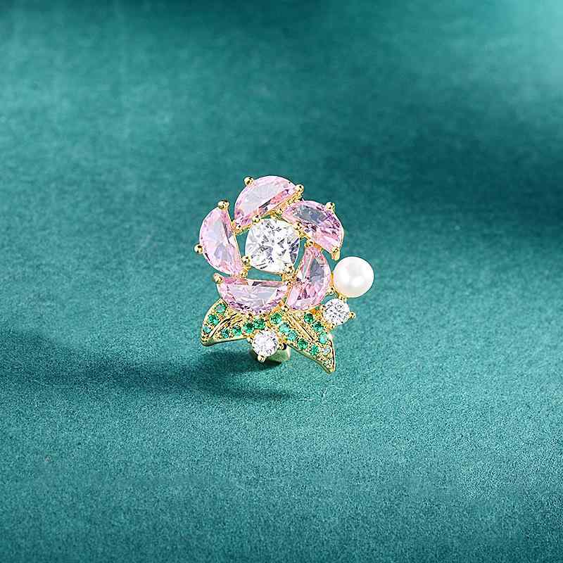 Accessories Supplies - ブローチ コサージュ レディース カメリア 淡水パール ジルコニア 上品 エレガント 銅製 フェミニン 花モチーフ ピンク パープル 襟飾り 襟ピン フォーマル 結婚式 入学式 普段使い ワンポイント