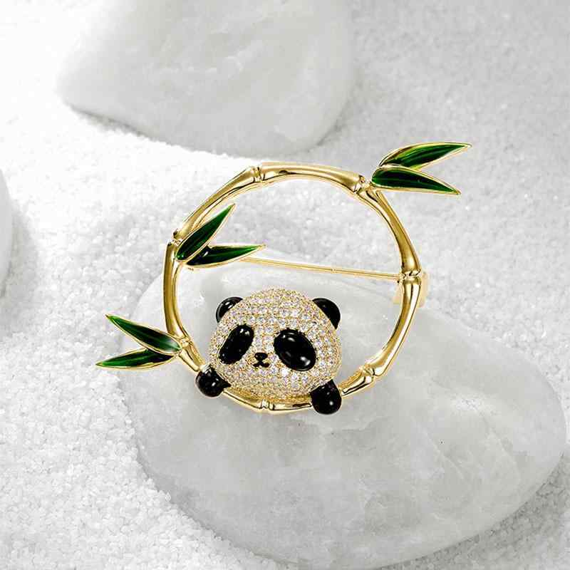 ブローチ レディース かわいい パンダ 竹モチーフ 中国風 レトロ デザイン 高級感 精巧な作り 合金製 ..