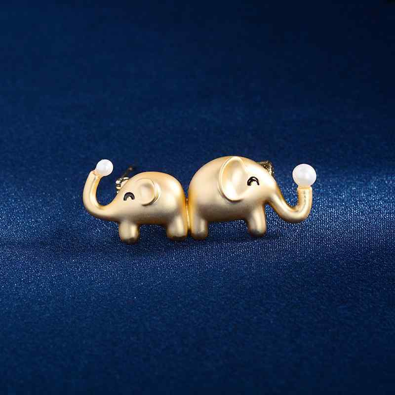 ブローチ メンズ レディース レトロ 個性的 背中合わせ ゾウ エレファント モチーフ マットゴールド ラ..