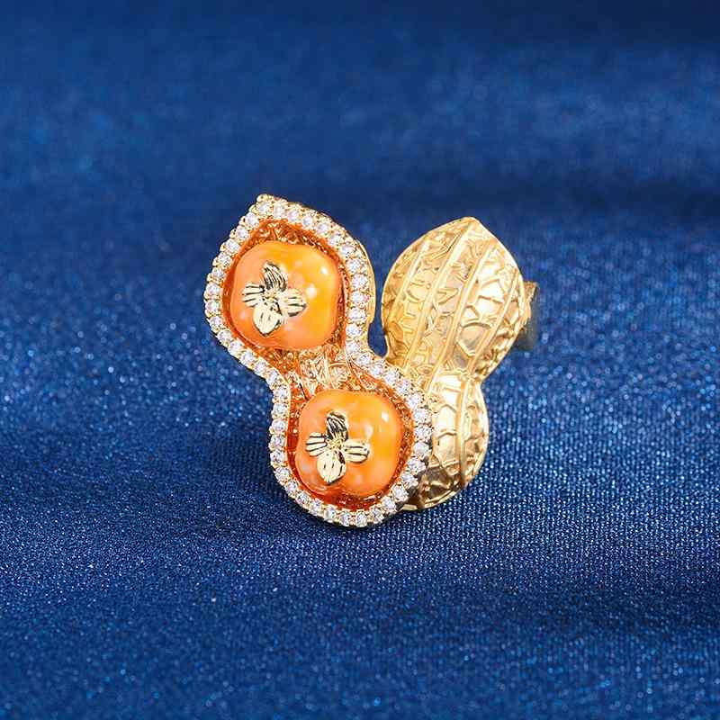 ブローチ レディース 柿 ピーナッツ チャイナ風 高級感 個性的 ストールピン 襟元留め 銅 ジルコニア ..