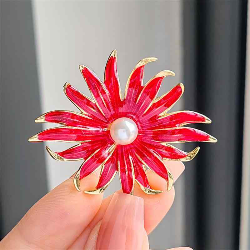 ブローチ レディース 女性用 ひまわり 花モチーフ 韓国風 上品 エレガント シンプル おしゃれ 合金製 電気メッキ加工 セーター カーディガン ジャケット ストール 普段使い ピンブローチ アクセサリー