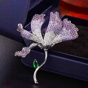 ブローチ レディース 女性用 マグノリア 花 フラワー ジルコニア 豪華 高級感 エレガント 上品 ユニーク 個性的 スーツ コート ジャケット フォーマル オ...