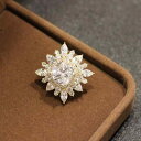 ブローチ 男女兼用 ストーン装飾 幾何学デザイン ミニ ピンブローチ ゴールド シルバー 2色 銅製 電気メッキ加工 シンプル カジュアル ファッション小物 飾りピン ギフト