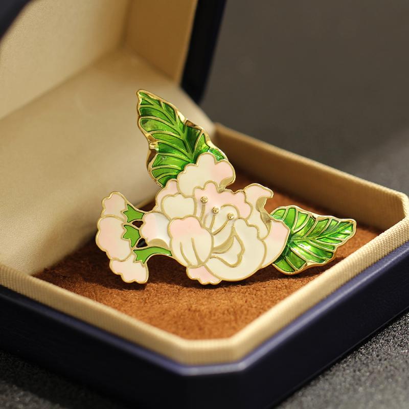 ブローチ レディース ゴッホ 薔薇 牡丹 フラワーモチーフ ゴールド 銅製 エポキシ樹脂加工 個性的 ユニ..