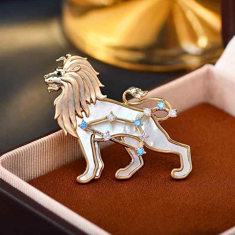 ブローチ レディース 女性用 獅子座 十二星座モチーフ 高級感 ライトラグジュアリー エレガント ファッ..