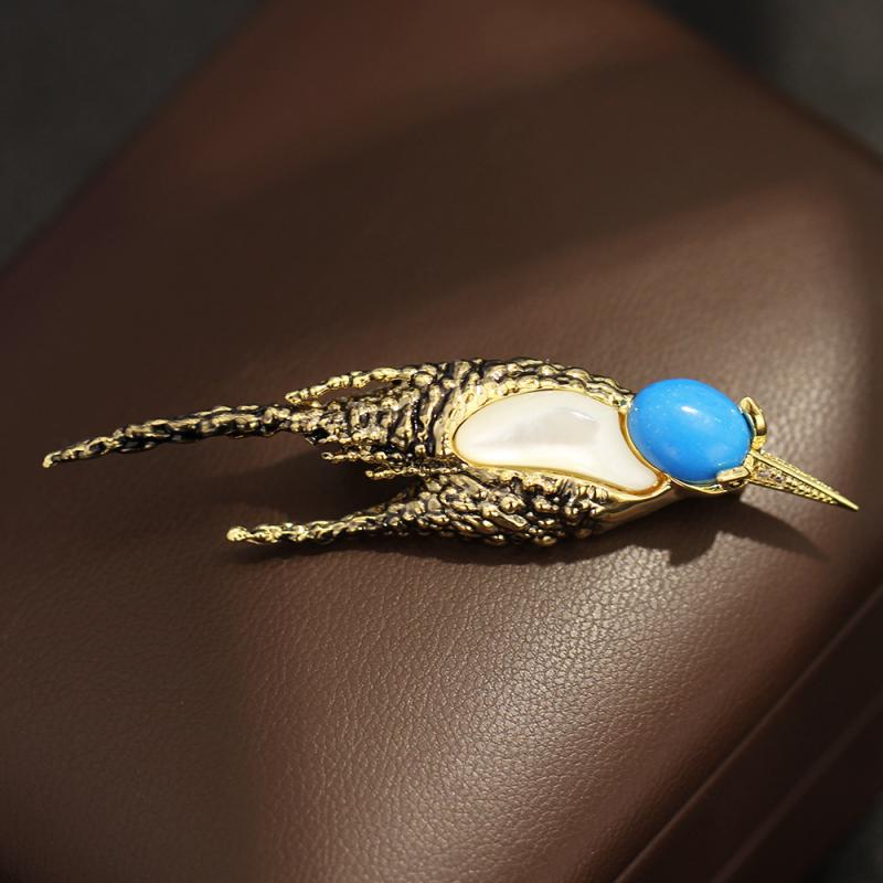 ブローチ 男女兼用 レトロ ヴィンテージ 電気メッキ加工 銅製 動物 鳥モチーフ 個性的 おしゃれ ファッション シンプル 多用途 普段使い 通勤 ギフト プレゼント ワンポイント アクセサリー