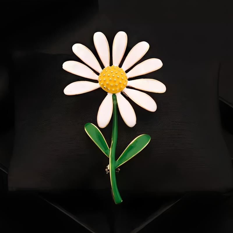 ブローチ 男女兼用 デイジー フラワー 合金製 エナメル加工 日韓風 かわいい 上品 高級感 大人カジュアル フォーマル スーツ ジャケット 普段使い パーティー アクセサリー ピン コサージュ