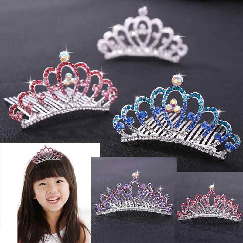 ヘアコーム 子供 女の子用 韓国風 ラインストーン 髪飾り 結婚式 発表会 誕生日 パーティー ヘッドドレ..