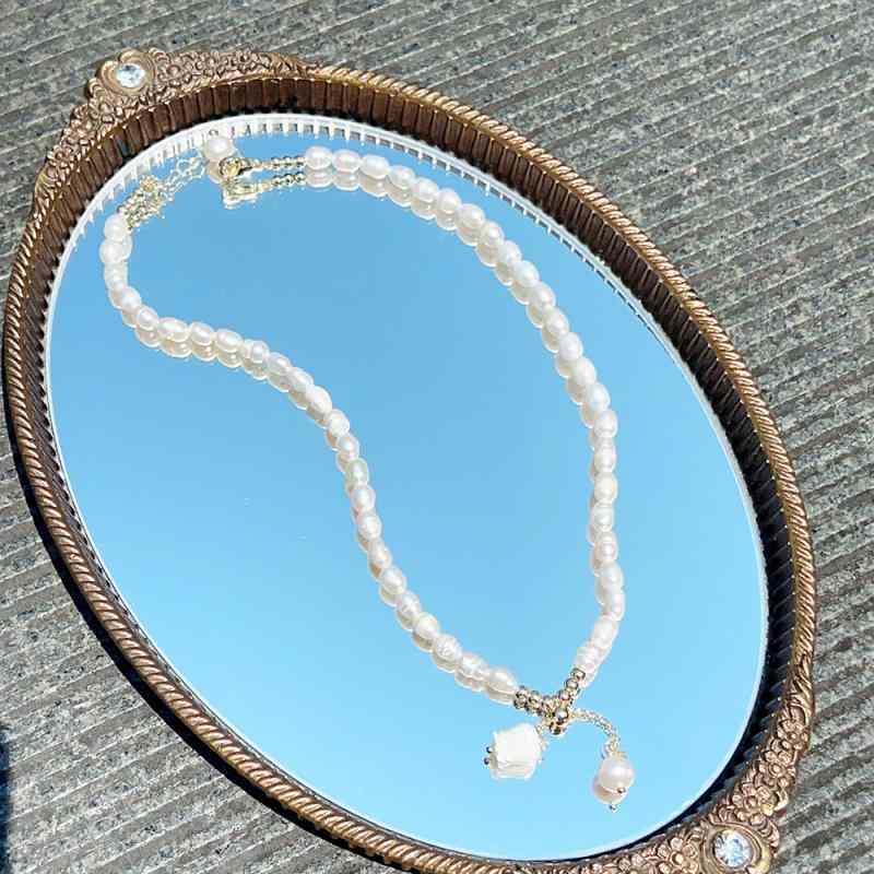 ネックレス レディース 女性用 天然パール パール 貝殻 シェル チューリップ フラワー 花 ペンダント ..