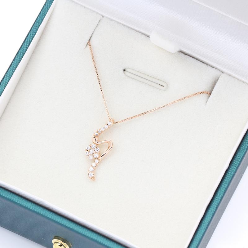 Diamond - ネックレス レディース 女性用 ジルコニア リボンモチーフ ペンダント ゴールド シルバー 2色 華奢 シンプル エレガント 上品 鎖骨 デコルテ 銅製 カジュアル オフィス デイリー フォーマル アクセサリー