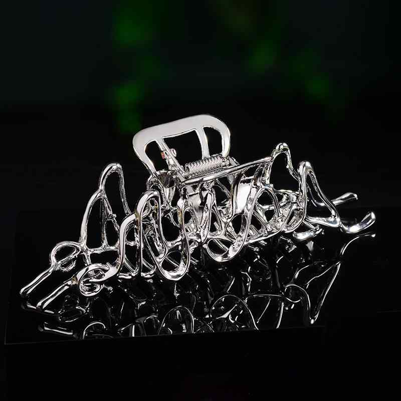 ヘアアクセサリー レディース 高級感 上品 光沢感 大きめ バンスクリップ 合金製 メタル 電気メッキ加..