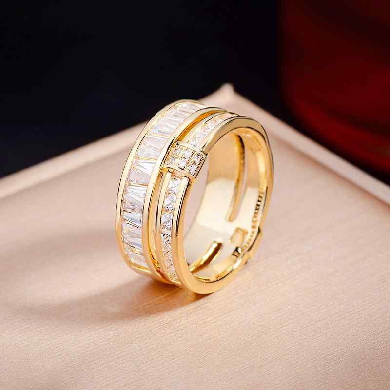 スカーフリング ユニセックス 丸型 リング 銅製 電気メッキ ジルコニア シンプル 韓国風 ゴールド マフ..