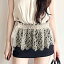 ウエストマークベルト レディース レース ショート丈 フレアスカート風 ストレッチ 伸縮性 ファッショ..