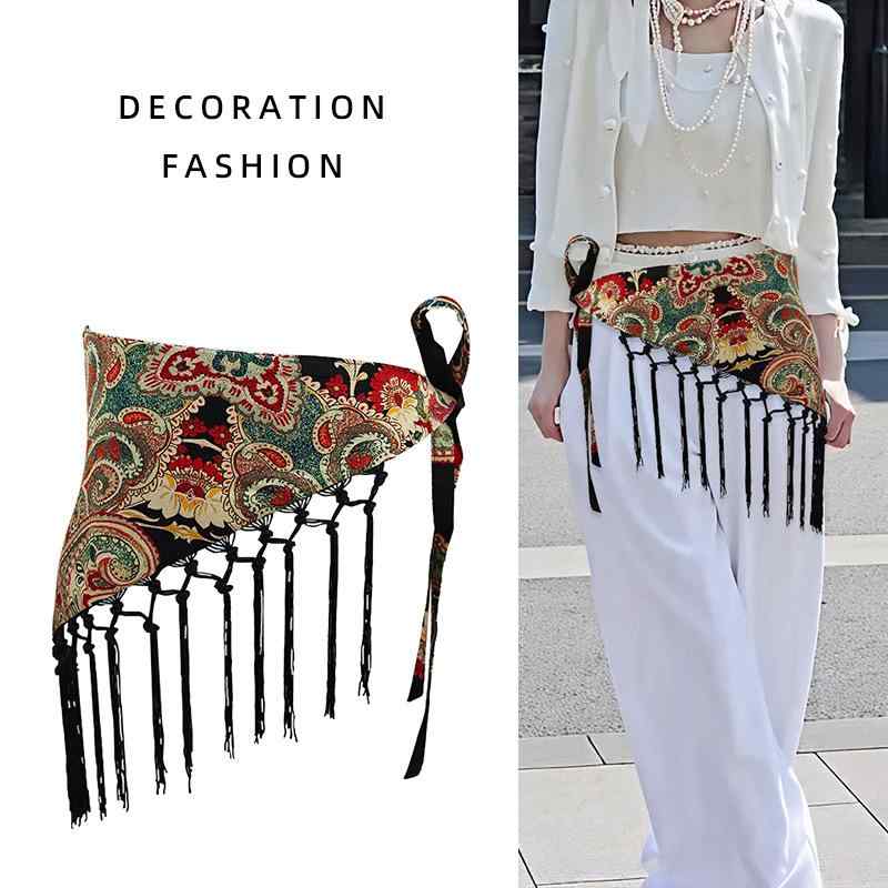 ベルト レディース エスニック ボヘミアン 民族風 個性的な ウエストマーク コルセット 幅広 ウエストシェイプ ヒップスカート 重ね着 ..