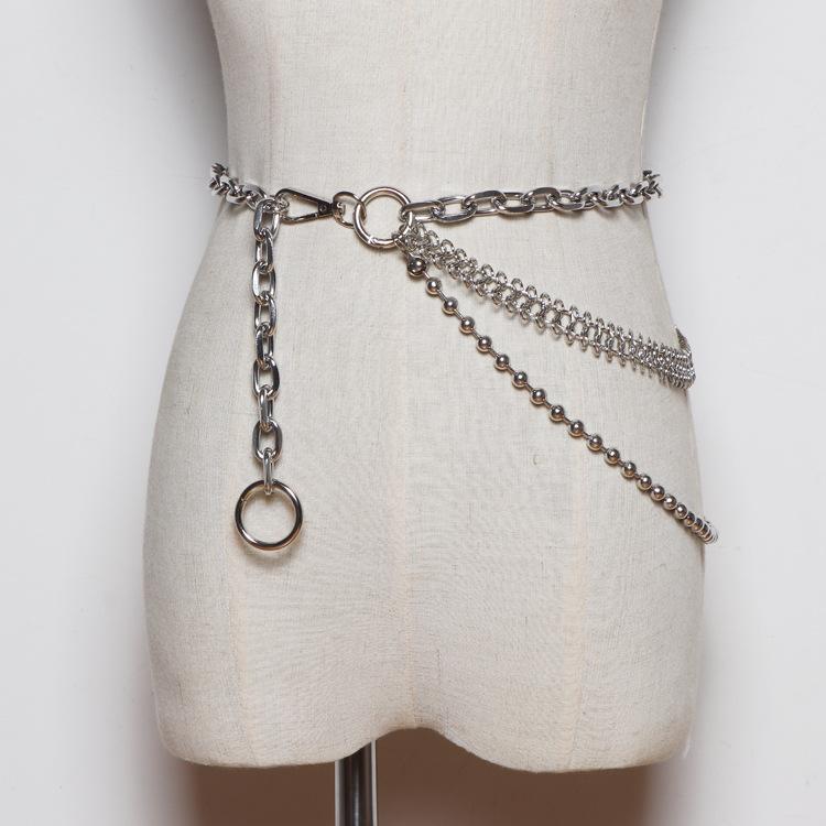 ウエストチェーン レディース 多層 レイヤード メタル シルバー アクセサリー 小物 パンツ スカート ドレス きれいめ カジュアル オフィス フォーマル ファッション装飾品 春夏秋