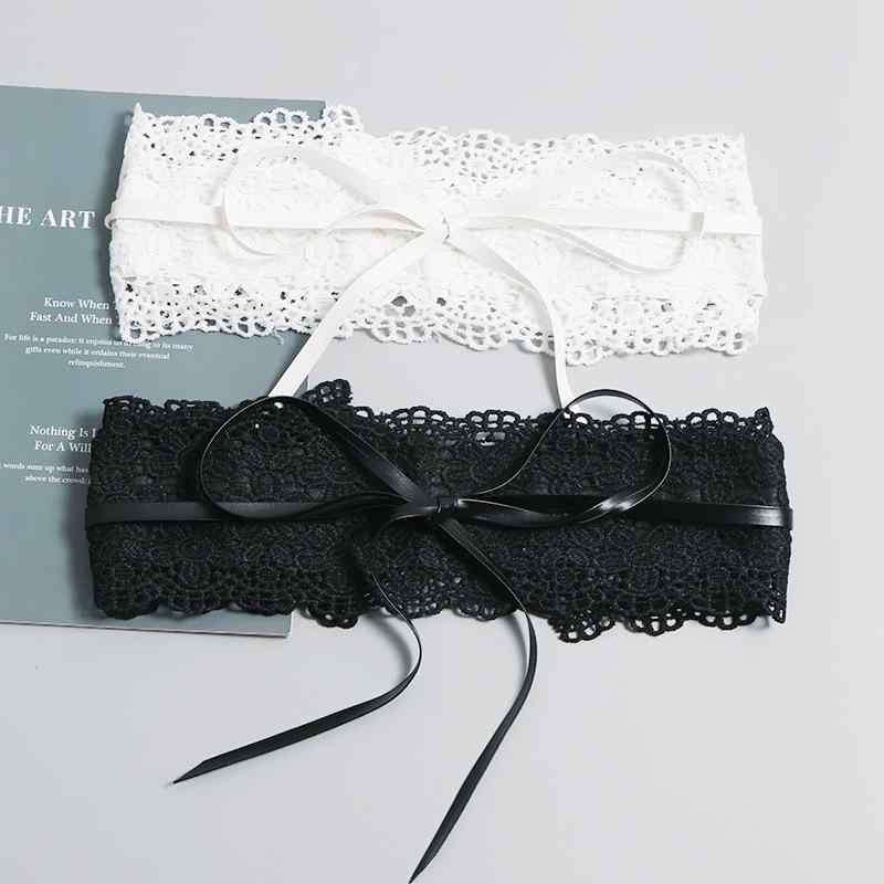 コルセットベルト レディース レース 幅広 ブラック 春夏 レトロ ワンピース用 細見え ウエストマーク スタイルアップ コットン 布製 万能 装飾
