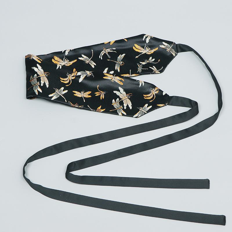 ベルト レディース チャイナ風 エスニック レトロ 上品 トンボ刺繍 伸縮性 幅広 ウエストマーク 細見え効果 ワンピース ドレス用 ブラ..