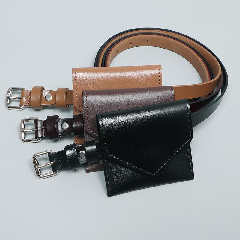 ウエストポーチ レディース 子供用 ミニ 本革 牛革 シンプル おしゃれ コンパクト デイリーユース スクエア型 横型 フラップ式 ジェンダーレス ミニバッグ ボディバッグ キャラメル ブラウン ブラック