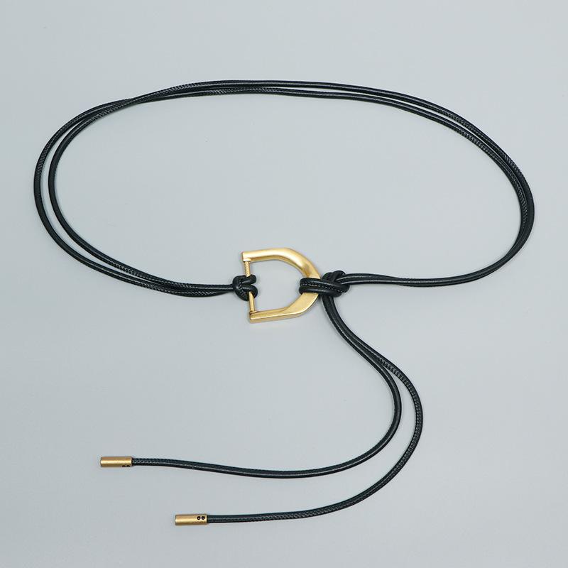 ベルト レディース フェイクレザー 細ベルト 結び目 ノット デザイン シンプル ベーシック 万能 ワンピ..