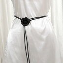ベルト レディース 女性用 フラワー カメリア 細身 PUレザー 合金バックル ロング丈 ウエストマーク 装飾 カジュアル スカート ワンピース シャツ 普段使い フェミニン 春夏 ブラック アイボリー