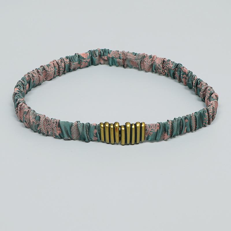 ベルト レディース ウエストマーク 細ベルト ゴム 伸縮性 装飾 高級感 上品 織物 コットン ワンピース ドレス スーツ ジャケット ニット セーター コート アウター 普段使い 通勤 オフィス カジュアル 万能 着回し(4)