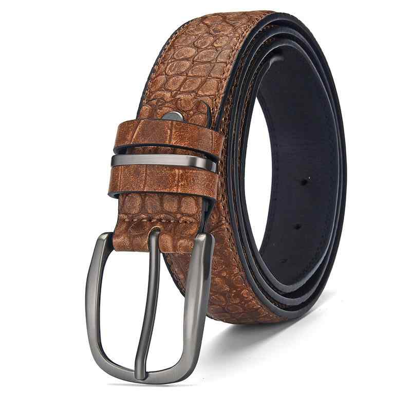 ベルト メンズ 男性用 PUレザー 合成皮革 カジュアル ビジネス シンプル ピンバックル おしゃれ ウエストバンド 栗茶色 ブラウン グレー