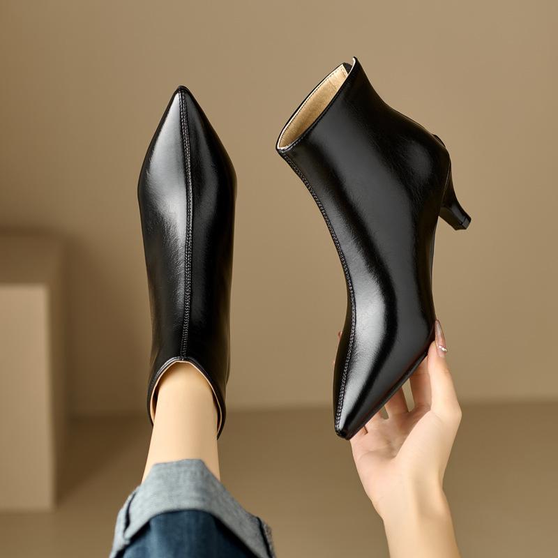 ブーツ レディース ショートブーツ ブーティ ポインテッドトゥ ミドルヒール 太ヒール 秋冬 サイドジップ プラットフォーム ライディングブーツ 大きいサイズ 小さいサイズ PUレザー 防寒 カジュアル