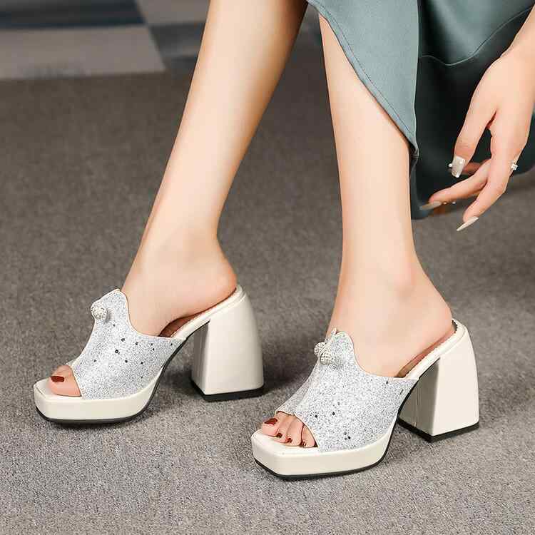 サンダル ミュール レディース 春夏 太ヒール ハイヒール PUレザー ワンストラップ 快適 細見え スタイ..