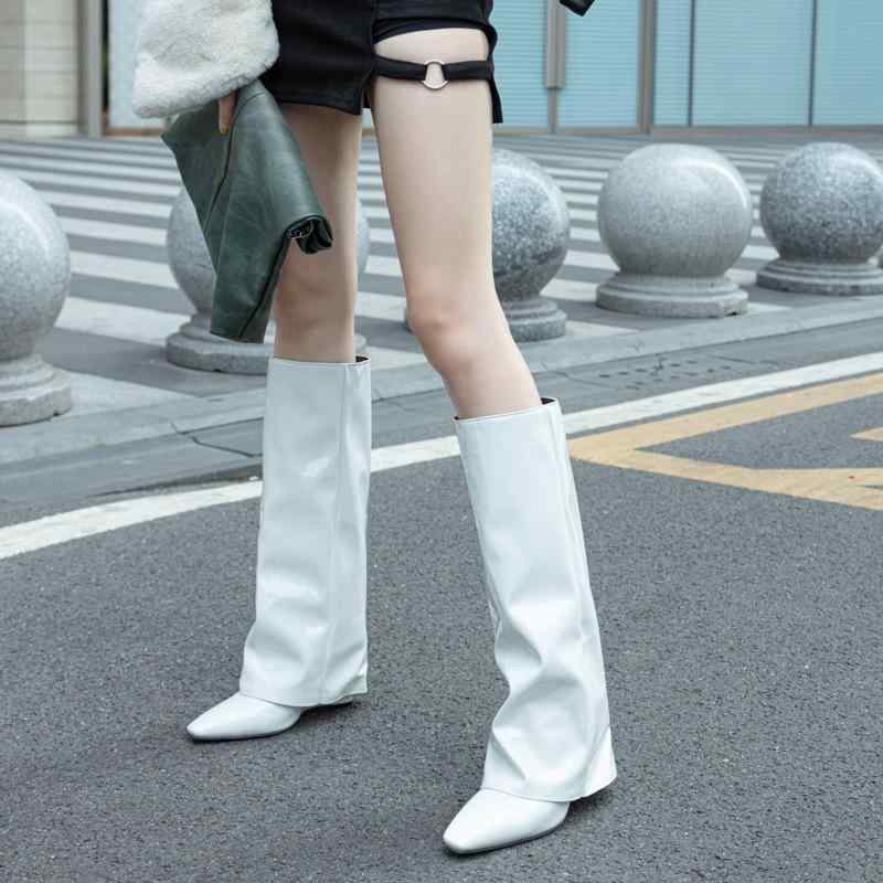 ブーツ レディース ジョッキーブーツ 欧米 秋冬 太ヒール プルオン ロング丈 合皮 ステッチ 単色 履き..