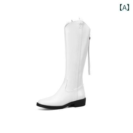 ブーツ レディース 女性用 秋冬 エンジニアブーツ ロングブーツ 大きいサイズ シンプル バックファスナー ラウンドトゥ ローヒール PUレザー 合成皮革 ブラック ブラウン ホワイト ステッチ 欧米風 カジュアル 通勤 普段使い