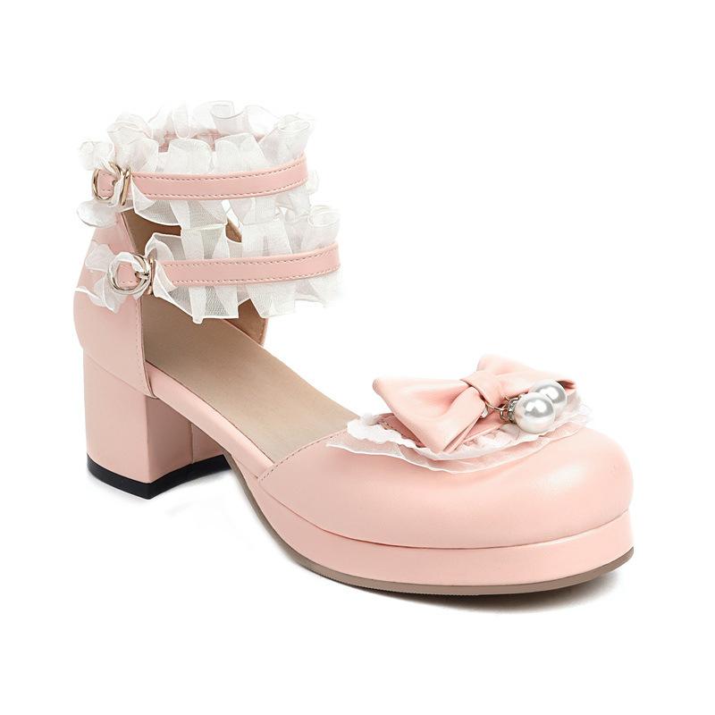 サンダル レディース 女性用 春夏 ミドルヒール 太ヒール ラウンドトゥ レースデザイン オープンデザイン 大きいサイズ 小さいサイズ PUレザー ラバーソール フェイクレザー バックル カジュアル 普段使い 黒 白 ベージュ ピンク