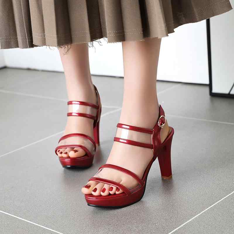 サンダル レディース 女性用 欧米スタイル セクシー 厚底 プラットフォーム 太ヒール チャンキーヒール..