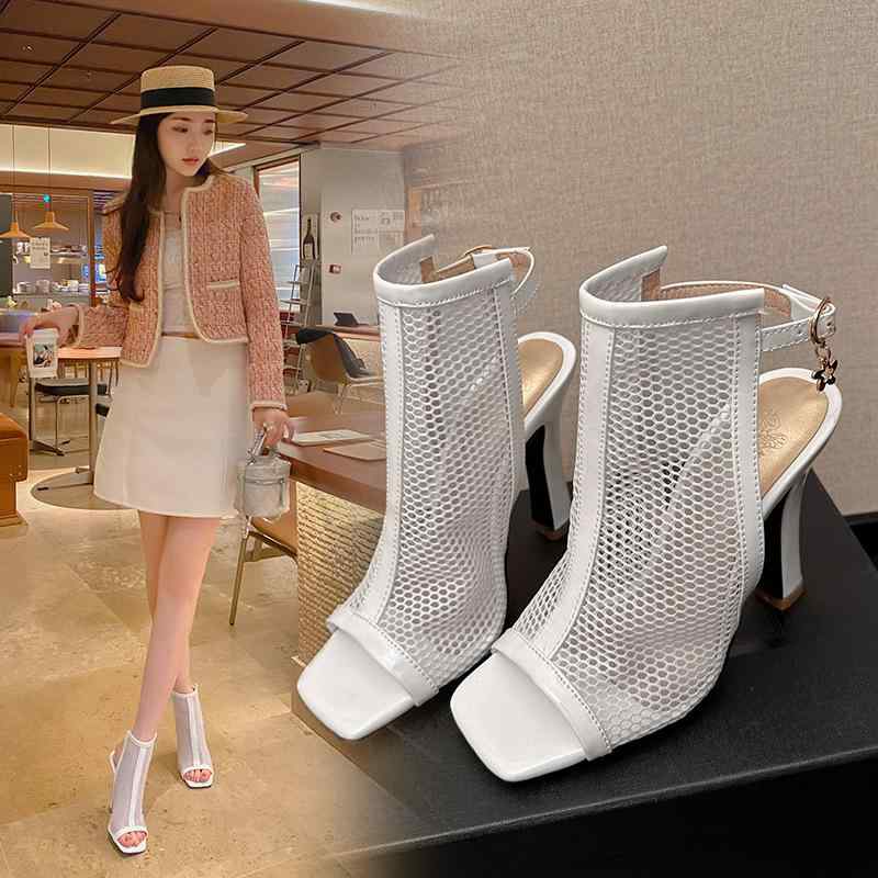 サンダル レディース 女性用 スクエアトゥ オープントゥ グラディエーター サマーブーツ 超ハイヒール ..