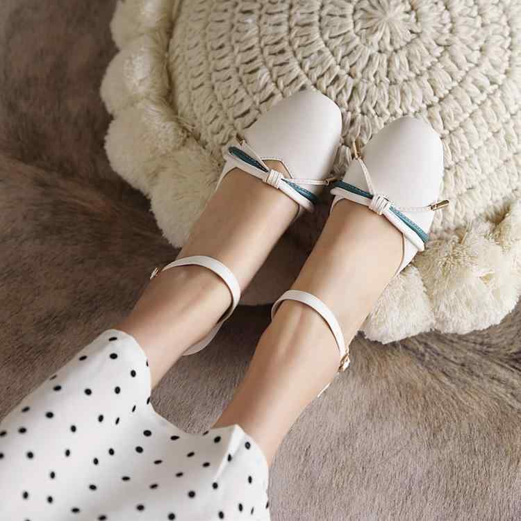 メリージェーン レディース かわいい リボン 切り替え オープンデザイン ストラップ パンプス 春夏秋 浅履き ラウンドトゥ ローヒール 太ヒール PUレザー ...