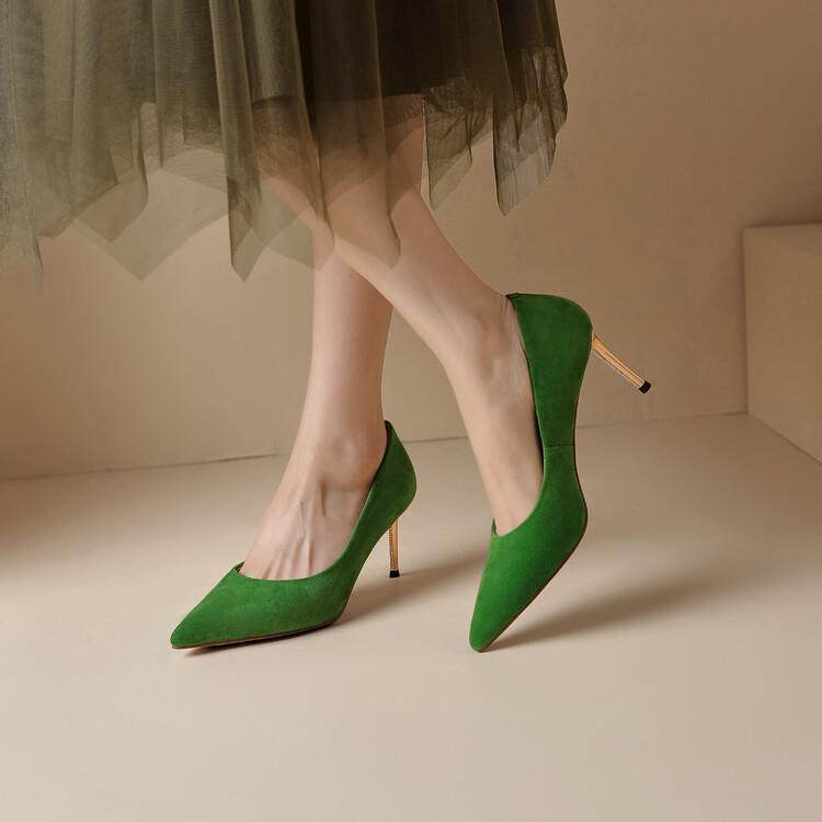 パンプス レディース 女性用 ポインテッドトゥ ローヒール 細ヒール 羊革 ラムレザー スエード シンプル エレガント 上品 セクシー パーティー 結婚式 二次...