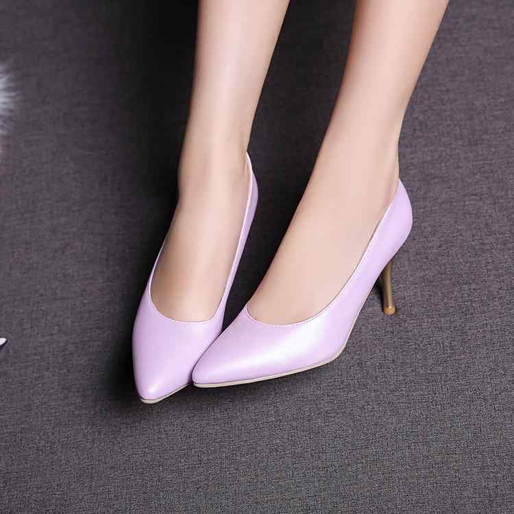 ハイヒール レディース パンプス 春夏 無地 細ヒール ポインテッドトゥ エナメル 浅履き シンプル エレガント 美脚 オフィス