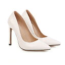 パンプス レディース 女性用 春夏 ポインテッドトゥ 10.5cm超高ヒール 細スティレットヒール 浅め エナメル ゴム底 シンプル おしゃれ ブラック ホワイ...