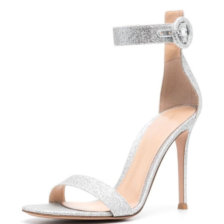 サンダル レディース グリッター ラメ ハイヒール ピンヒール 細ヒール ラウンドトゥ シンプル ベーシック おしゃれ 上品 高見え シルバー ローズピンク 春夏 合成皮革 パーティ 結婚式 二次会 お呼ばれ フォーマル 通勤 オフィス 普段使い