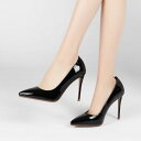 パンプス レディース 女性用 春夏 ファッション おしゃれ シンプル 無地 ポインテッドトゥ 10cm細身ハイヒール エナメル オフィス 通勤 黒 赤 ベージュ...