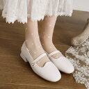 メリージェーン レディース 春夏 シンプル おしゃれ 無地 スクエアトゥ 太ヒール ストラップ ミドルヒール フェイクレザー 歩きやすい ラバーソール パンプス...