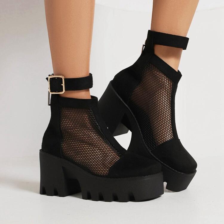 サマーメッシュブーツ レディース 春夏 通気性 ハイヒール 8cmヒール スクエアトゥ 厚底 タイダイ柄 欧..